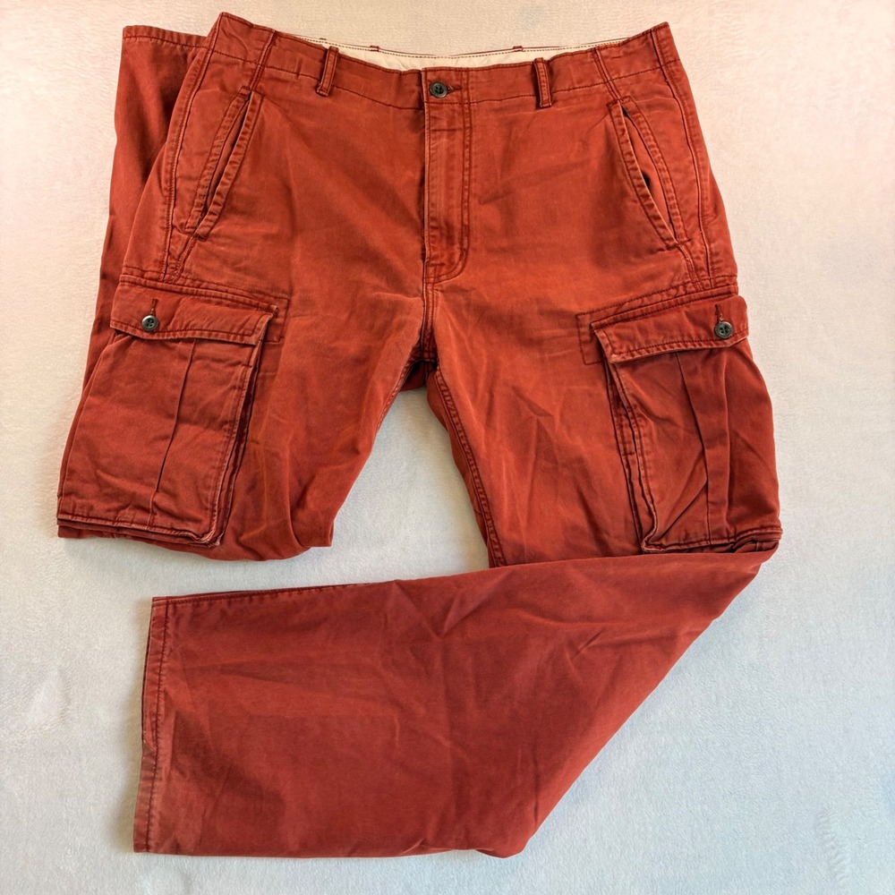 Levi Strauss & Co Mens Cargo Pants Burnt Orange Rust Red Straight Leg 34x30
